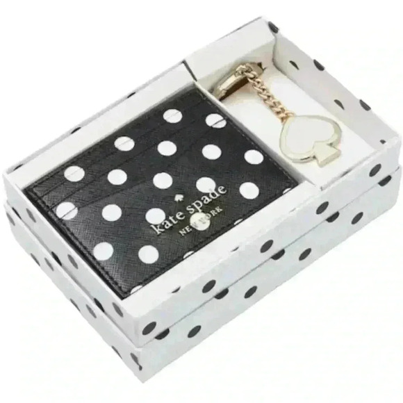 kate spade Handbags - Kate Spade Cheers Boxed Cardholder And Keyfob Set in Black/White NWT